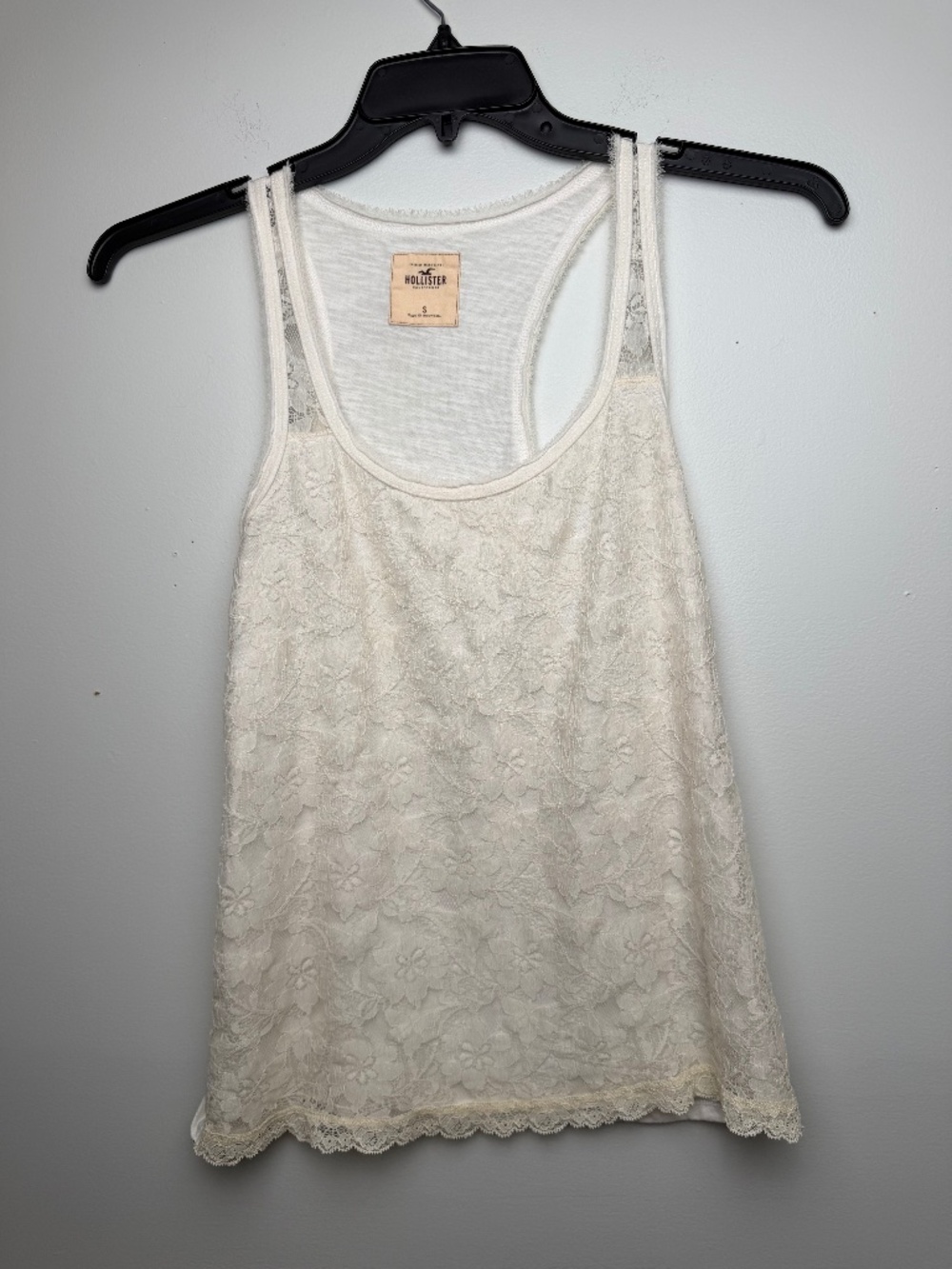 Hollister White Floral Lace Tank Top Size Small